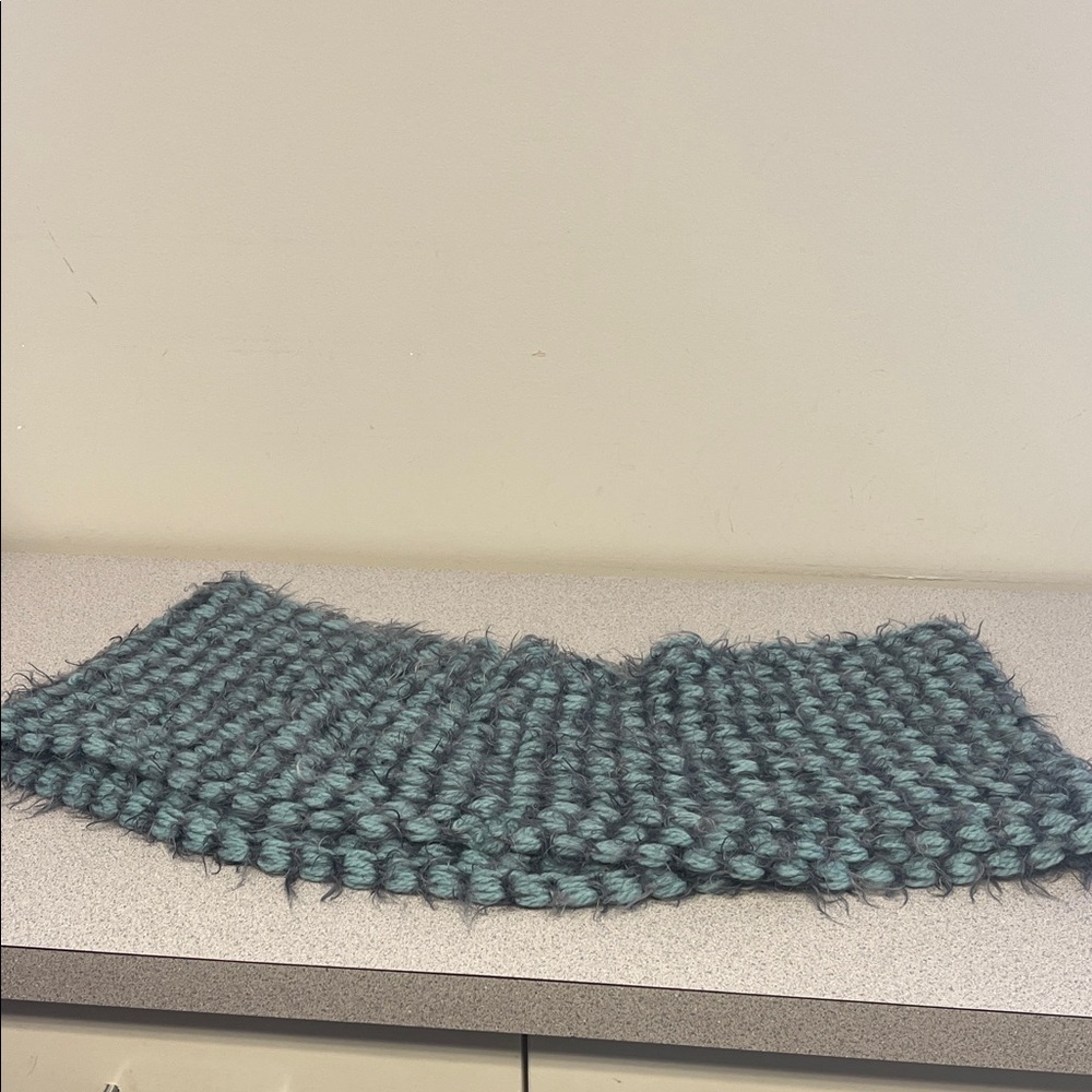 Chunky Knit Infinity Scarf in Teal and Gray